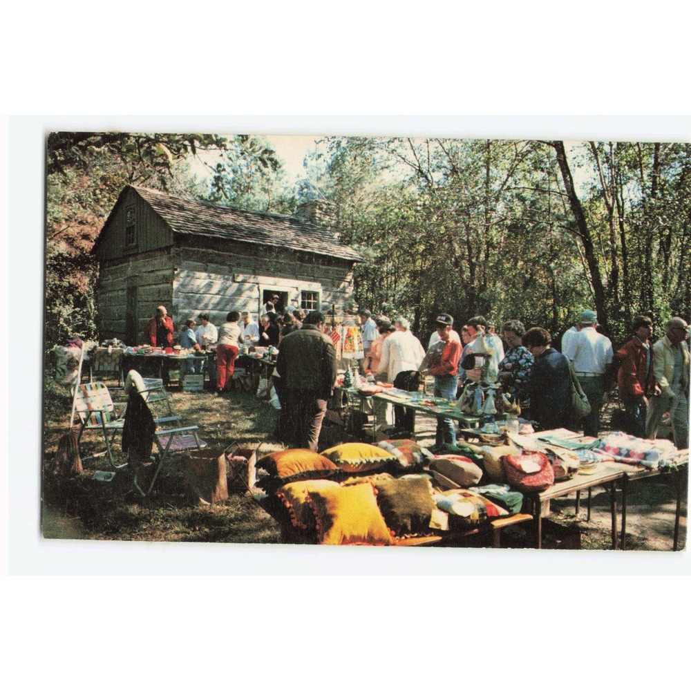 Vintage Pioneer Log Cabin Village Kinmundy Illinois Craft Days Postcard JMC-98